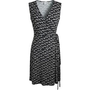 Diane von Furstenberg DVF Animal Print Wrap Dress Black White Giraffe Lion Sz 10